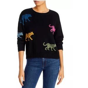 Perci Jungle Sweater Womens Medium Black Cat Cheetah Cougar Leopard Animal Print